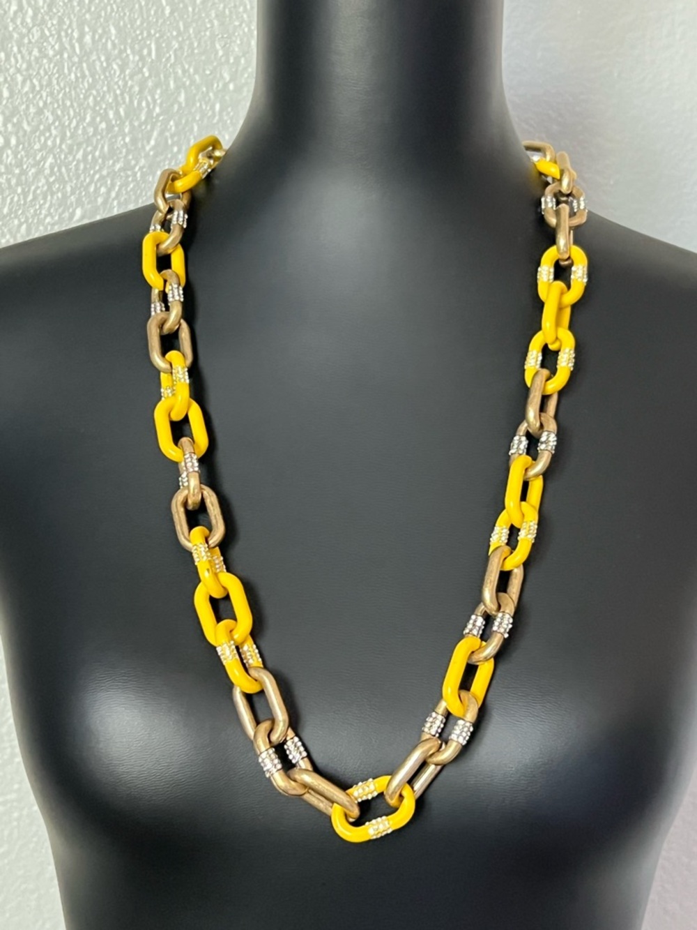 J. Crew Yellow and Gold Link Necklace